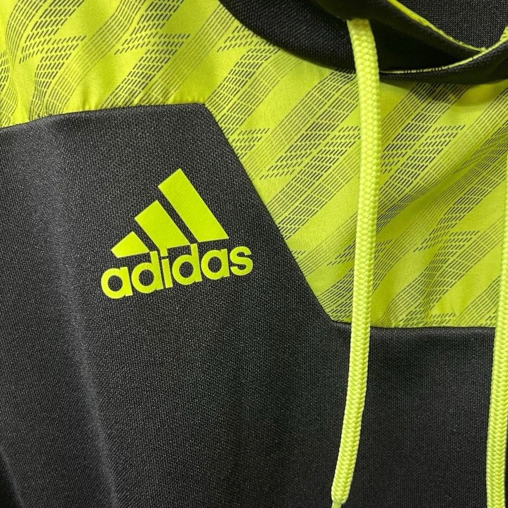 Adidas Climalite Hoodie S‎ Grey Neon Green Athletic Comfort Style Sweatshirt